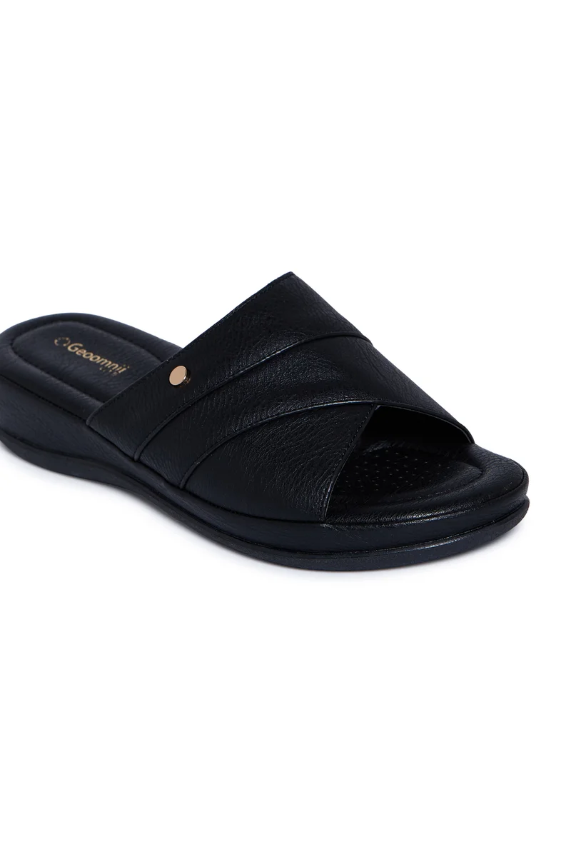 Geoomnii BLACK Geoomnii Comfort Slide Sandals for Women – Cushioned Slip-On Casual Sandals for Daily Wear, Home, Travel & Walking for Women | Best Price UAE